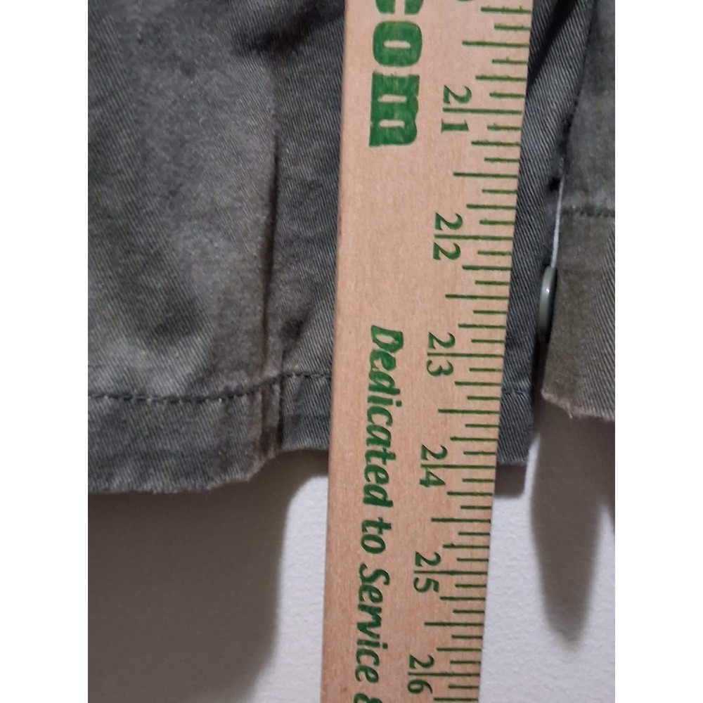Kendall Kylie Utility Shirt Jacket Green Cotton Size L Button Front Long Sleeve‎ - Picture 6 of 8